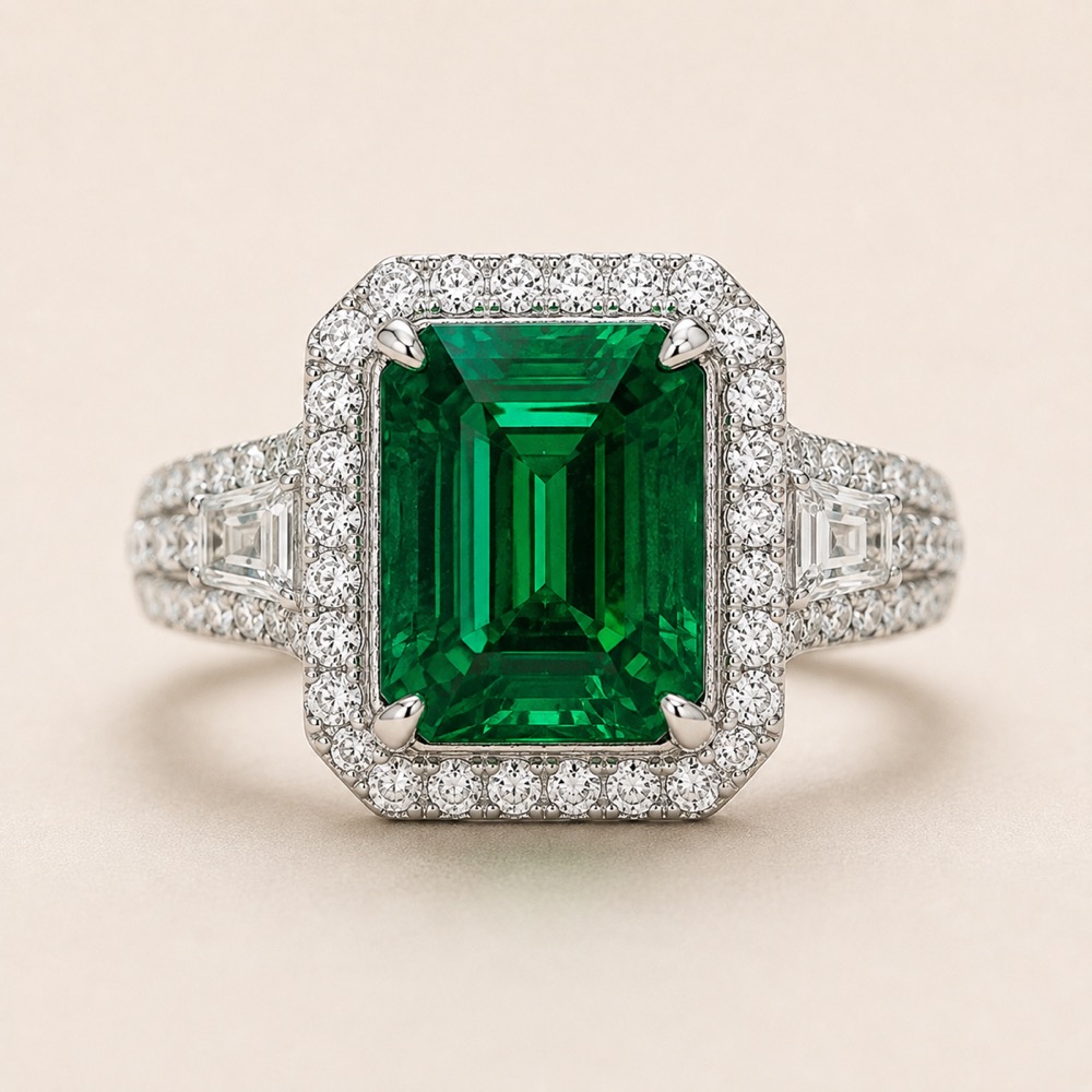 Blue Nile Emerald-Cut Emerald Ring